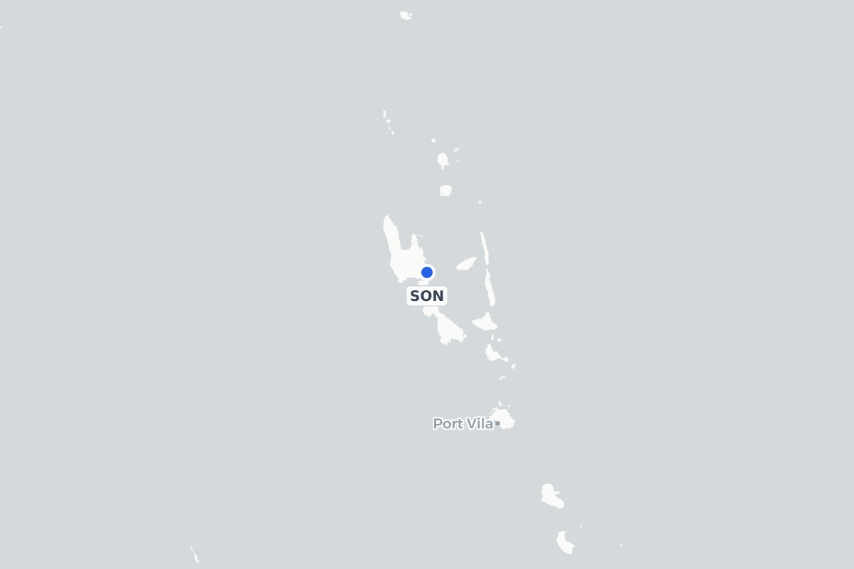 Map showing the location of Santo Pekoa International Airport