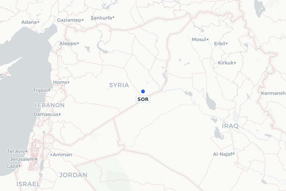 Map showing the location of Al Thaurah Airport