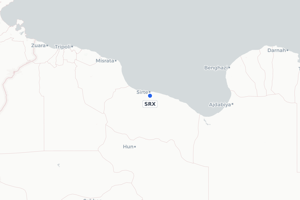 Map showing the location of Sirt International Airport / Ghardabiya Airbase