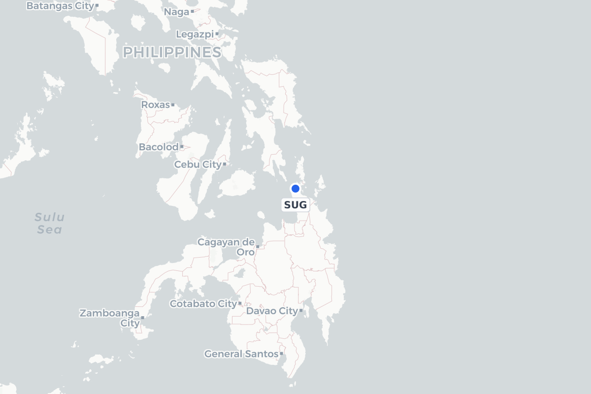 Map showing the location of Surigao Airport