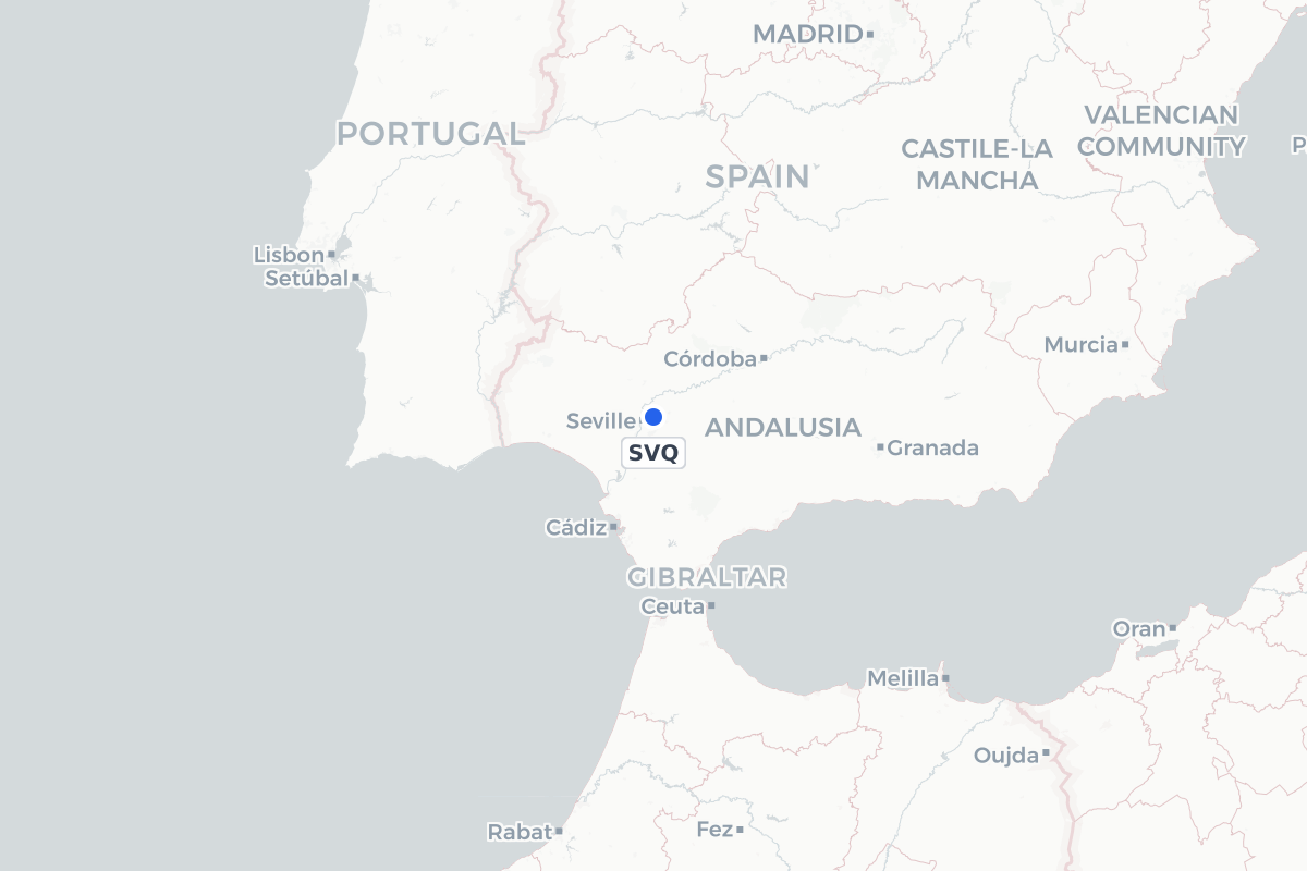 Map showing the location of Seville Airport