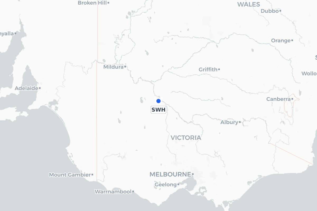 Map showing the location of Swan Hill Airport