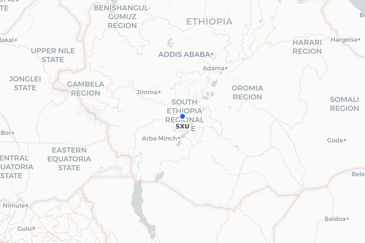 Map showing the location of Soddu Airport