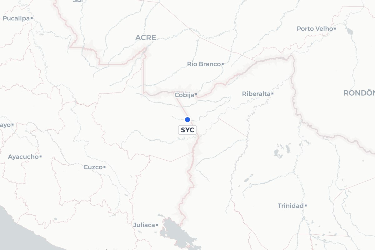 Map showing the location of Shiringayoc Airport