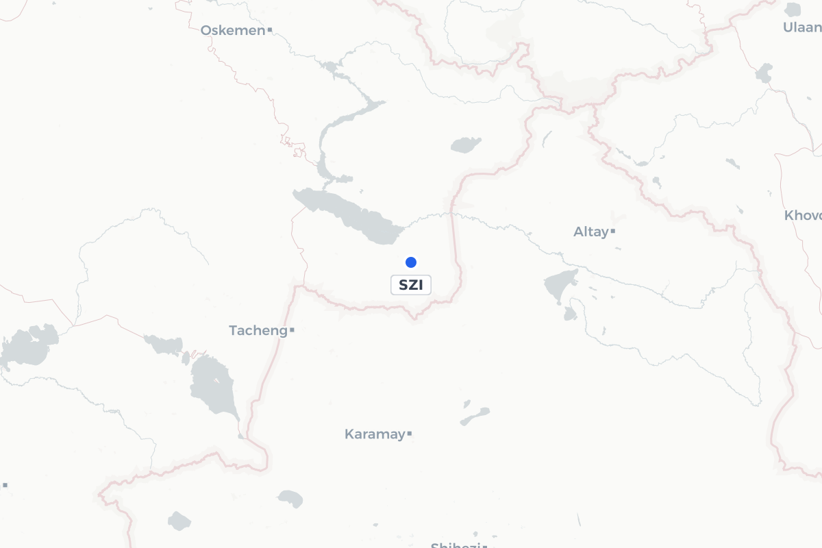 Map showing the location of Zaysan Airport