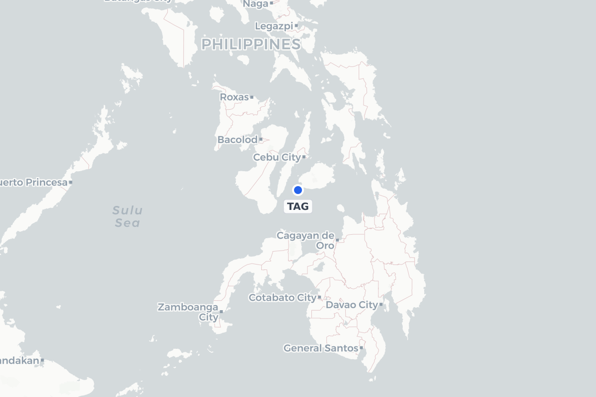 Map showing the location of Bohol-Panglao International Airport