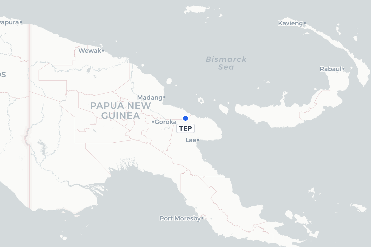 Map showing the location of Tep Tep Airport