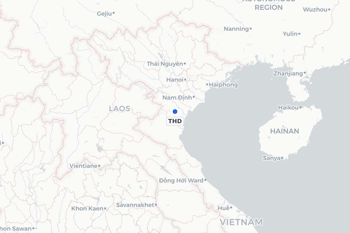 Map showing the location of Tho Xuan Airport