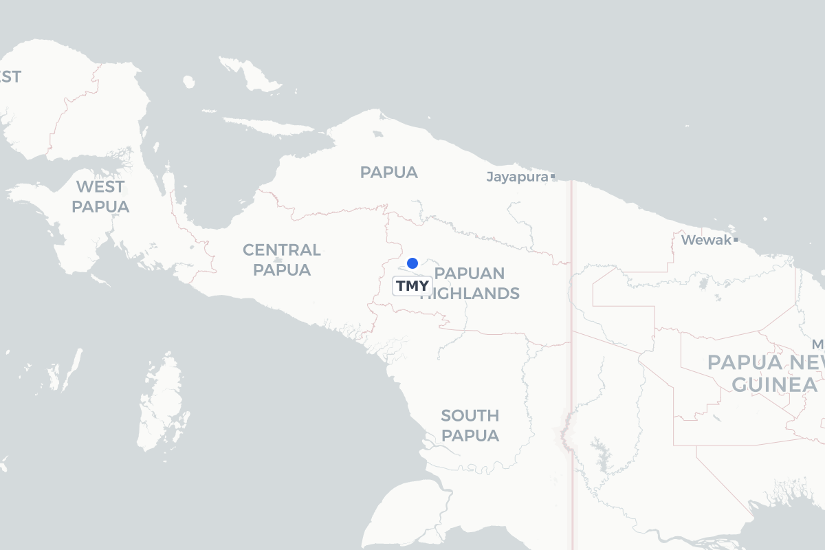 Map showing the location of Tiom Airport