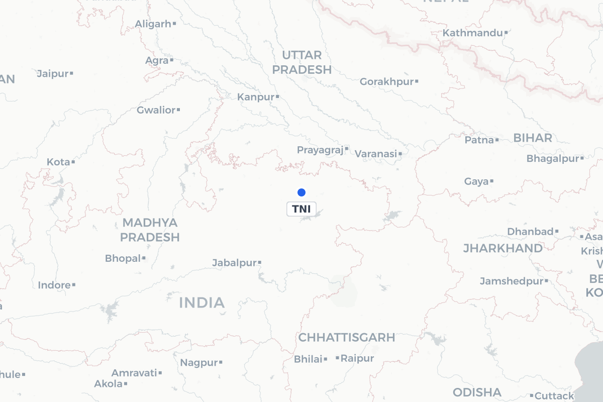Map showing the location of Satna Airport