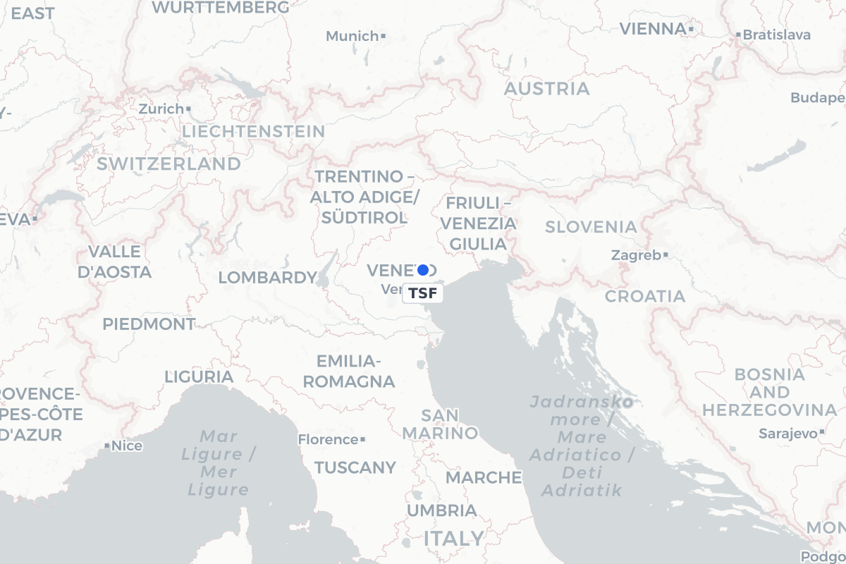 Map showing the location of Treviso Airport