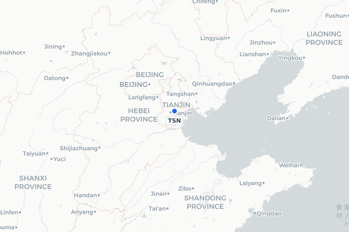 Map showing the location of Tianjin Binhai International Airport