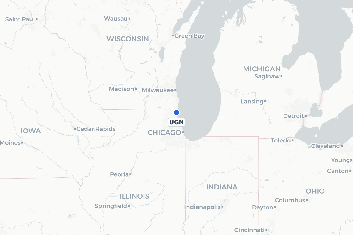 Map showing the location of Waukegan National Airport