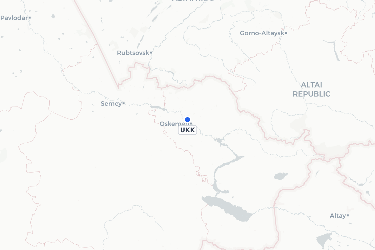 Map showing the location of Oskemen International Airport