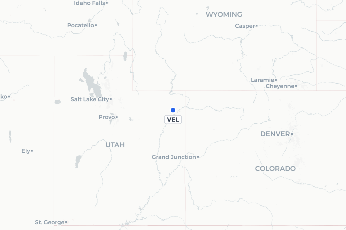 Map showing the location of Vernal Regional Airport