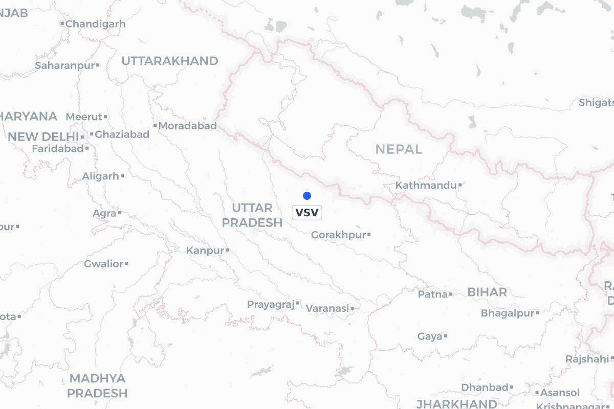 Map showing the location of Shravasti Airport