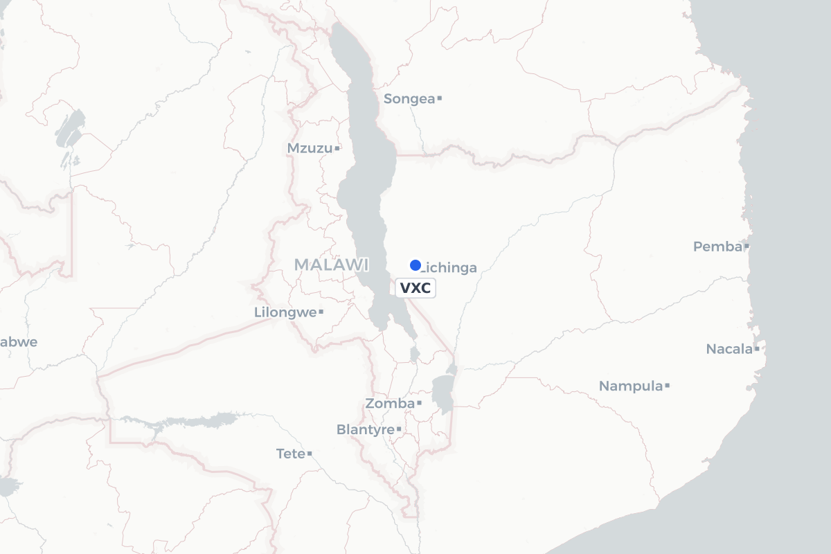 Map showing the location of Lichinga Airport