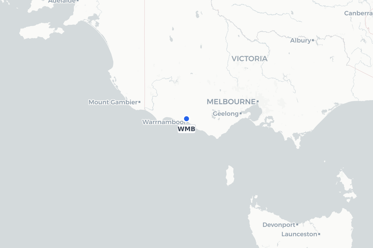 Map showing the location of Warrnambool Airport