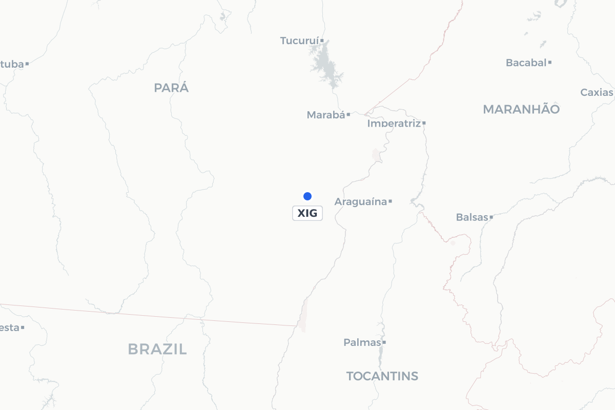Map showing the location of Xinguara Municipal Airport