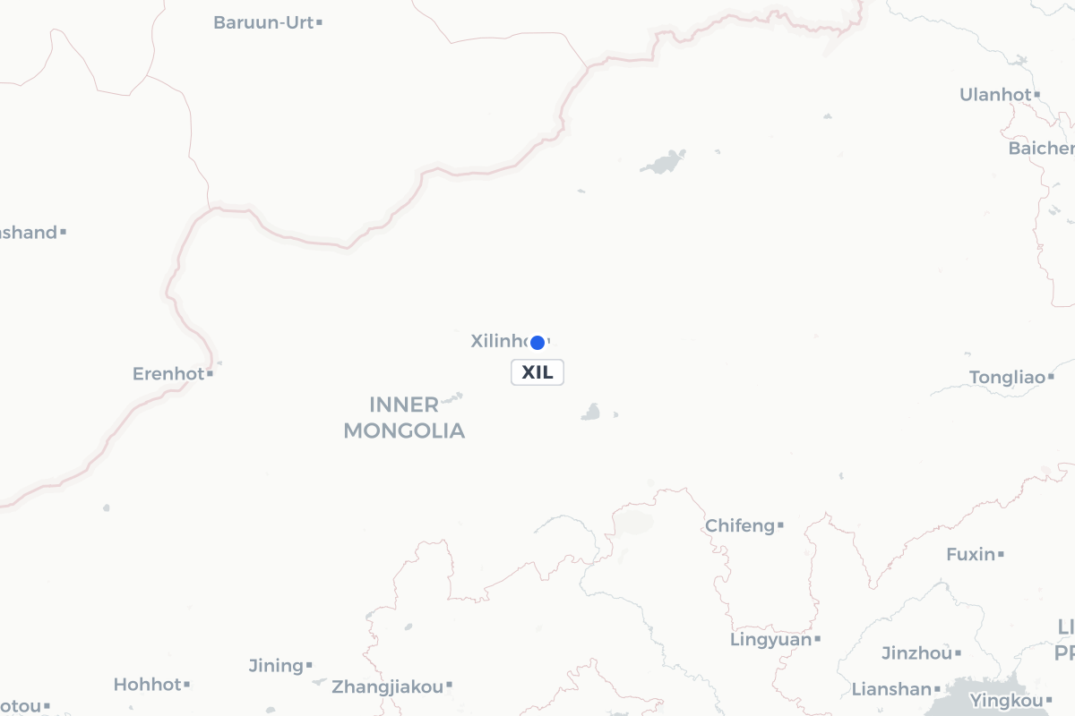Map showing the location of Xilinhot Airport