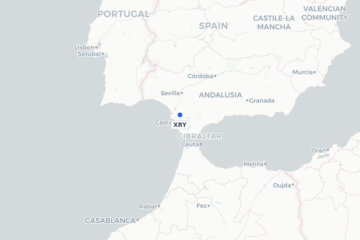 Map showing the location of Jerez Airport