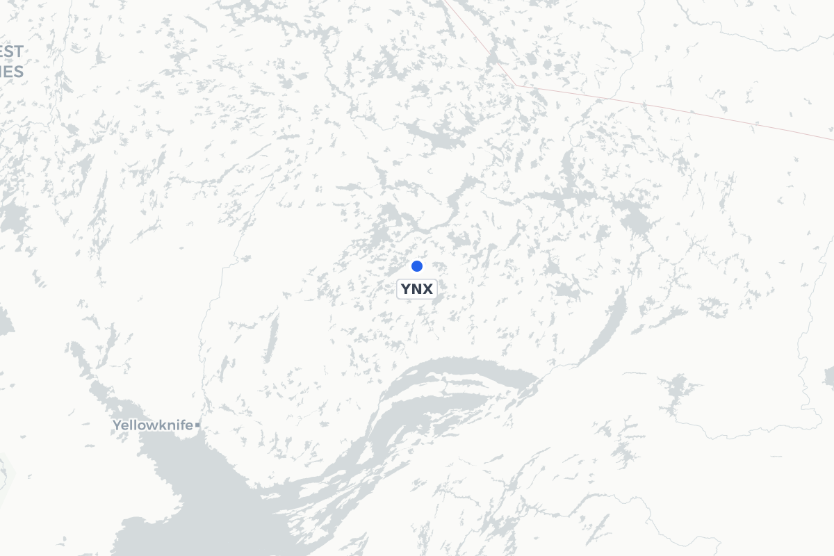 Map showing the location of Snap Lake Airport