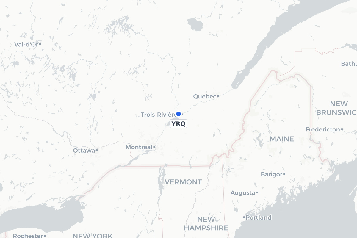 Map showing the location of Trois-Rivières Airport